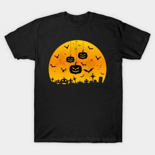 Spooky Moon Halloween Witch Monster Ghost Pumpkin T-Shirt